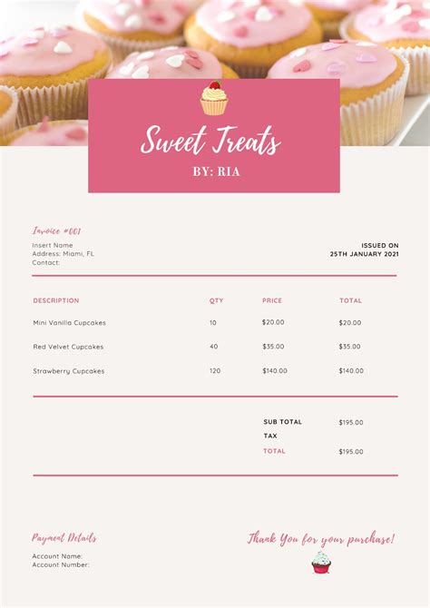 Free Bakery Invoice Template Word