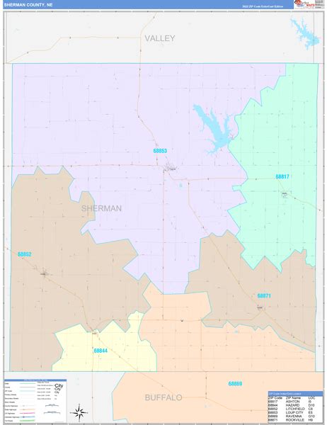 Sherman County, NE Wall Map Color Cast Style by MarketMAPS - MapSales