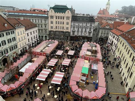 Visiting the Christmas markets in Bratislava.