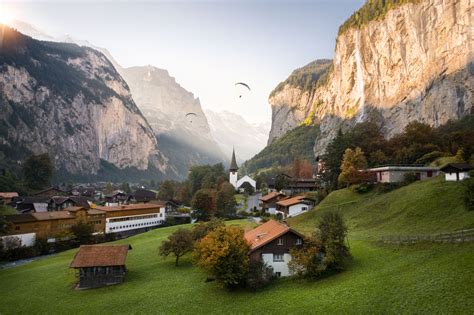 Lauterbrunnen Switzerland Sunrise paragliding - Adventure & Landscape ...