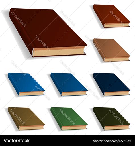 Blank books set nine different colors Royalty Free Vector