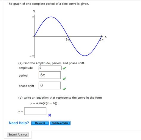 SOLVED: The graph of one complete period of a sine curve is given. (a ...