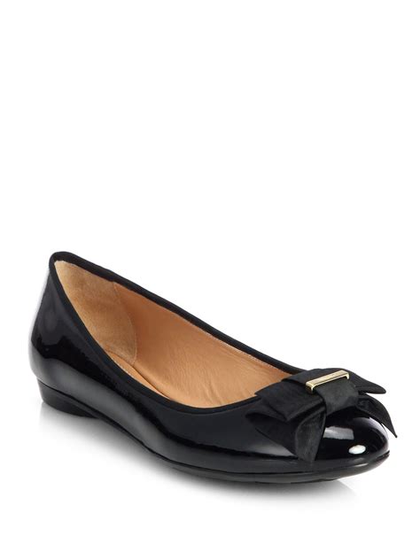 Ferragamo My Knot Patent Leather Ballet Flats in Black | Lyst