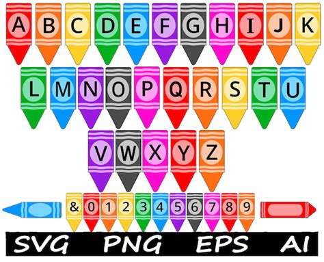 Font bundle CRAYON Alphabet School crayons with letters SVG | Etsy