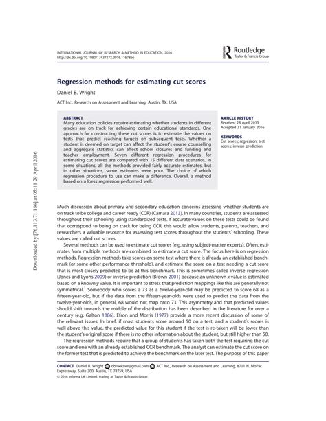 (PDF) Regression methods for estimating cut scores