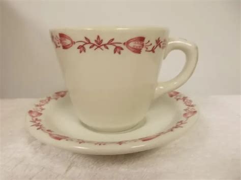 SHENANGO CHINA BURGUNDY Vine Porcelain Coffee Tea Cup & Saucer Restaurant Ware $8.99 - PicClick