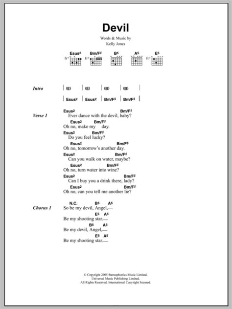 Devil by Stereophonics - Guitar Chords/Lyrics - Guitar Instructor