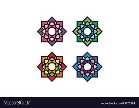 Islamic asian stained glass pattern mosaic logo Vector Image | Stained ...