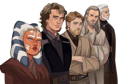 the characters from star wars are standing together