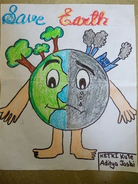 Save earth drawing | Earth drawings, Earth day drawing, Mother earth ...