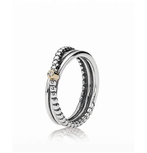 PANDORA Ring - Diamond, 14K Gold & Sterling Silver Rising Star, 0.01 ct ...