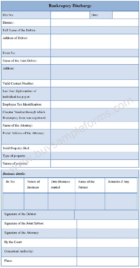 Bankruptcy Discharge Form Template & Sample Bankruptcy Forms