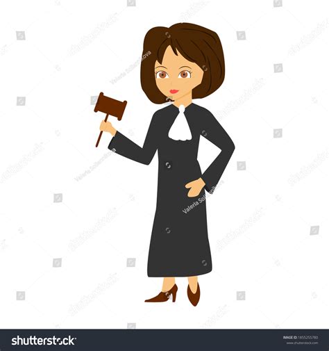 Cartoon Flat Judge Female Isolated On Stock Vector (Royalty Free ...