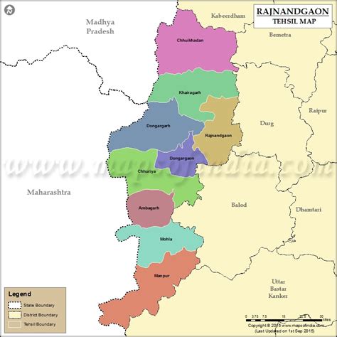 Rajnandgaon Tehsil Map, Tehsils in Rajnandgaon