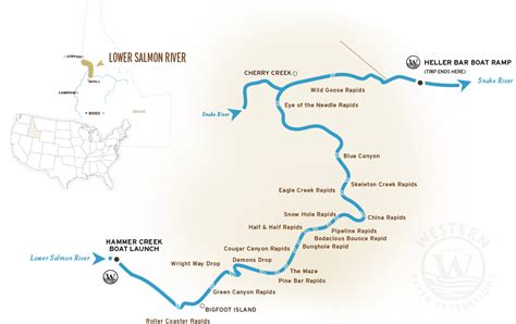 See a map of the lower Salmon River and its canyons in western Idaho as it meets the Snake River ...