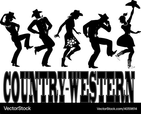 Country-western dance silhouette banner Royalty Free Vector