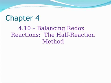 Balancing Redox Reactions: The Half Reaction Method | CHM 122 - Docsity