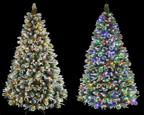 Buy Super Dual Flocked Pine Christmas Tree Pre-lit with Color Changing ...