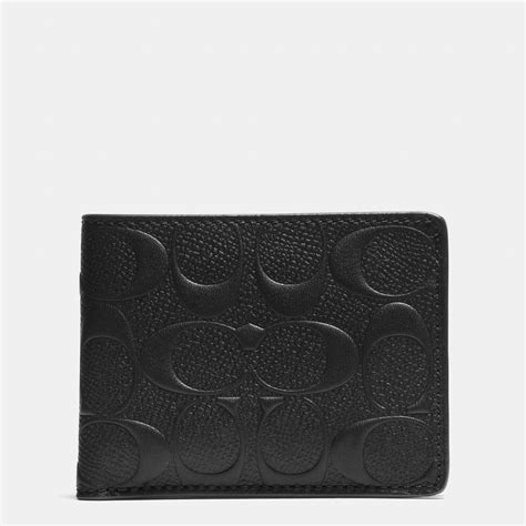 COACH Slim Billfold Wallet In Signature Crossgrain Leather in Black for Men - Lyst