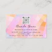 QR Code Logo Geometry Pink Photo Custom Business Card | Zazzle