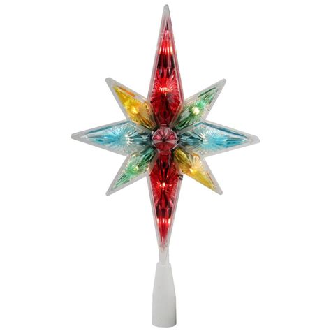 Northlight 10.75 in. Multi-Color Faceted Star of Bethlehem Christmas Tree Topper - Clear Lights ...