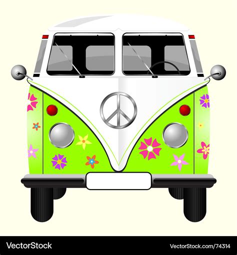 Flowered hippie van Royalty Free Vector Image - VectorStock