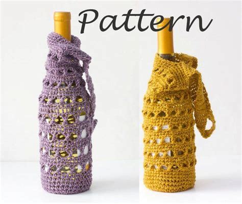 Wine Tote Crochet Pattern, Wine Bottle Gift Bag, PDF Crochet Wine Cozy ...