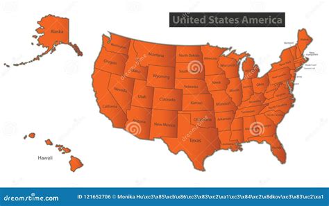 USA Map with Alaska and Hawaii Map Orange Separate Individualr Stock ...