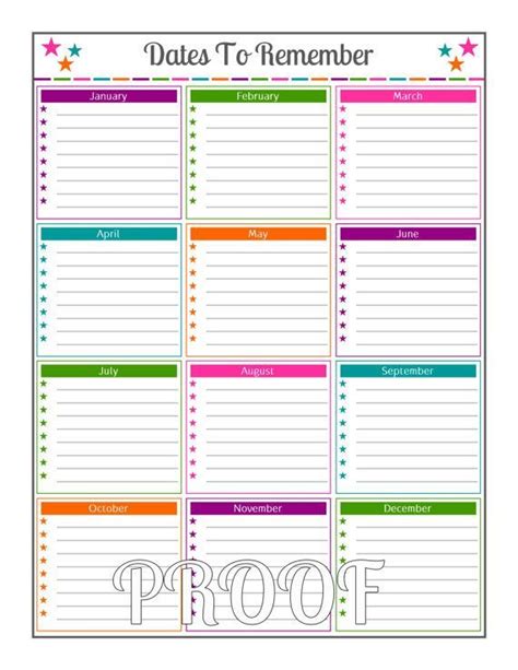 Important Dates • Instant Download PDF Printable, #Dates #Download #important #Instant #PDF # ...