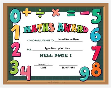 Math Award Certificate Templates for Word | Download FREE