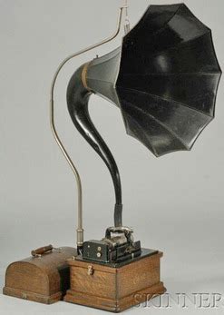 Phonograph; Edison, Fireside Model A, Cygnet Horn, Oak Case.