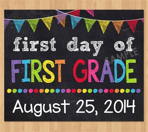 First Day of First Grade Sign, First Day of School Chalkboard Sign ...