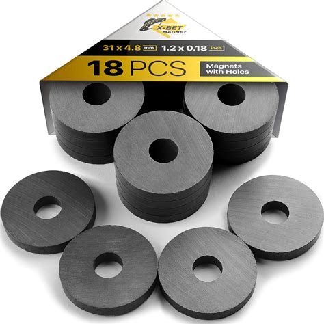 Buy Ferrite Ring Magnets with Holes - 1.2 Inch (31mm) Round Disc Donut ...