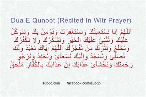 Dua e Qunoot recited in Witr prayer