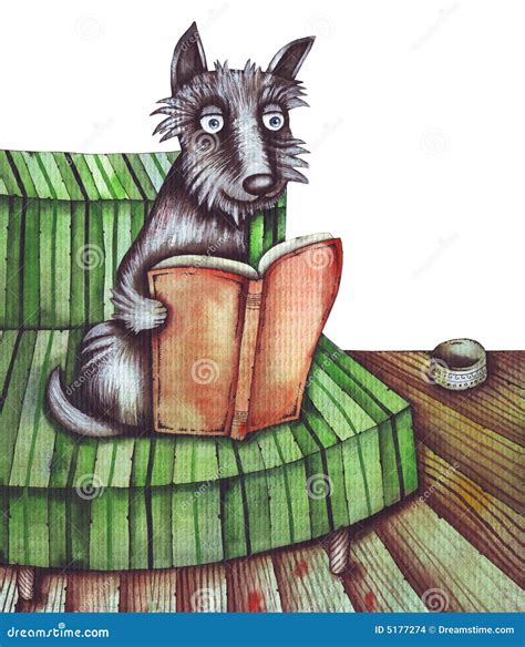 Dog and book stock illustration. Illustration of drawing - 5177274