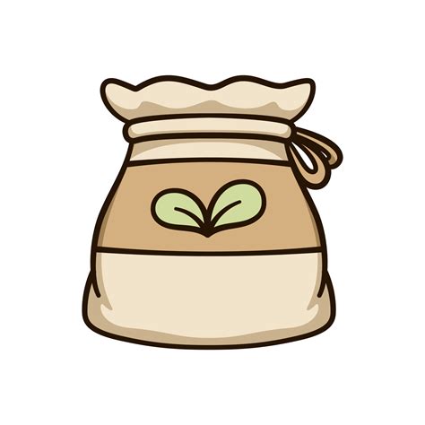 Burlap sack bag of seeds cute cartoon illustration. Gardening farming ...