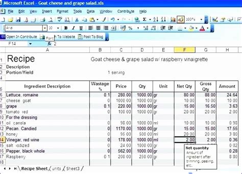 Restaurant Food Cost Calculator Excel ~ Excel Templates