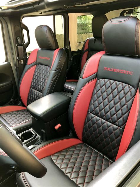 New Katzkin Leather - Red / Black with Diamond stitch JL seat cover ...