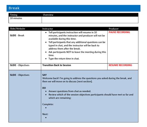 Templates for Training Facilitation | K. Benefield