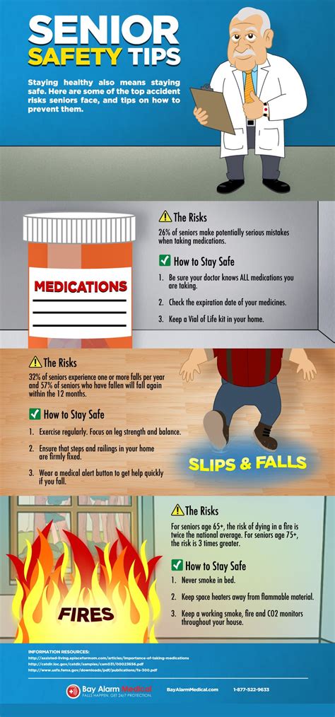 Senior Safety: Risks & Tips for Staying Safe | Visual.ly | Safety tips, Senior health, Seniors