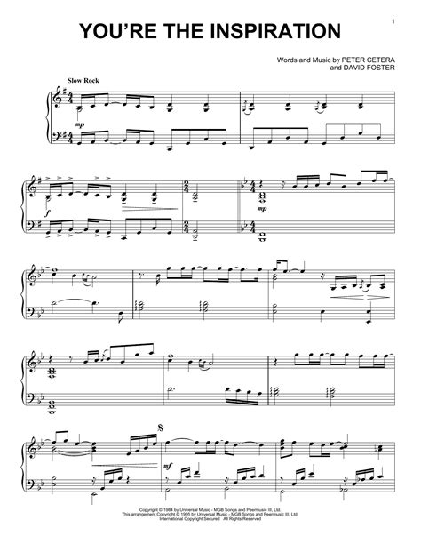 You're The Inspiration by Chicago Sheet Music for Piano Solo at Sheet Music Direct