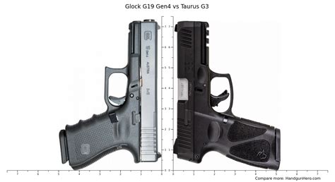 Glock G19 Gen4 vs Glock G43X vs CZ P-10 C vs Taurus G3 size comparison | Handgun Hero