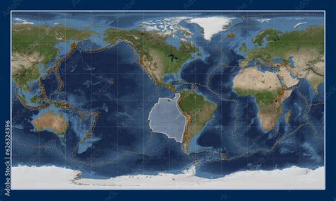 Nazca tectonic plate. Satellite. Patterson Cylindrical. Volcanoes and boundaries Stock ...