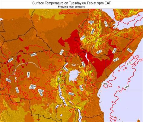 Rwanda Surface Temperature on Tuesday 16 Mar at 9am EAT