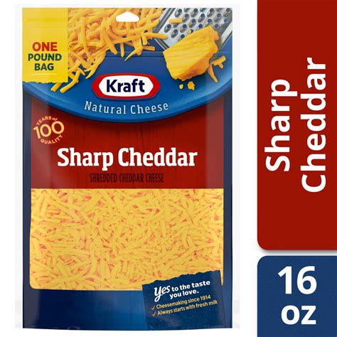 Kraft Sharp Cheddar Shredded Cheese, 16 oz Bag - Walmart.com - Walmart.com