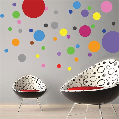 Polka dot wall decals Set of 45 vinyl decals Multi sized