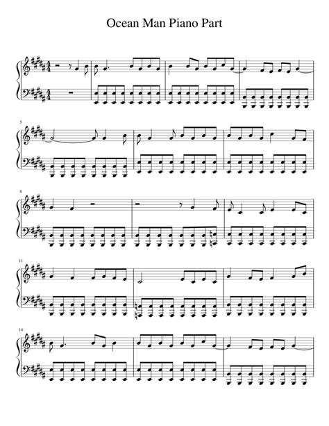 Ocean Man Piano Part Sheet music for Piano (Solo) | Musescore.com