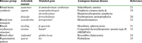 Defined zebrafish mutants with molecularly analogous human diseases | Download Table