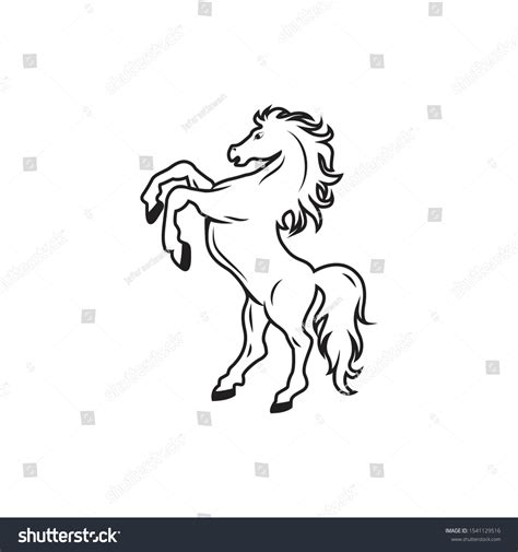 Standing Horse Vector Outline White Background Stock Vector (Royalty ...