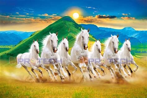 023 Seven Horses Painting On Canvas High Resolution R004L